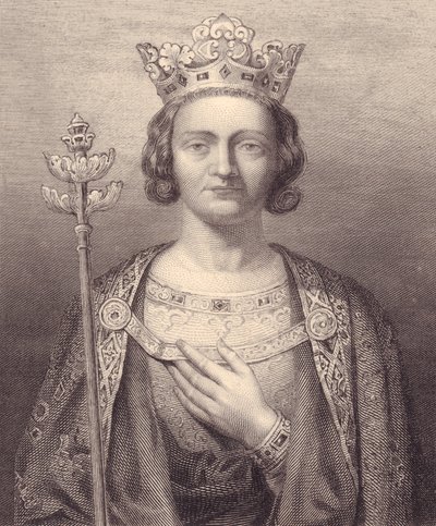 Muotokuva Ranskan kuninkaasta Philip V, pitkä (1293-1322), kaiverrus, 9x7 cm, Galerie Historique de Versailles, Histoire de France, Charles Gavard Publisher, Pariisi, noin 1840 tekijältä J.B. and Brown J. Rowbotham