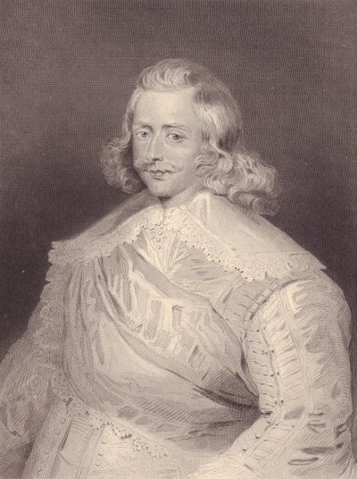 Espanjalaisen kardinaalin ja kenraali Ferdinand of Habsburgin (1609-1641) muotokuva, kaiverrus tekijältä J.B. and Brown J. Rowbotham