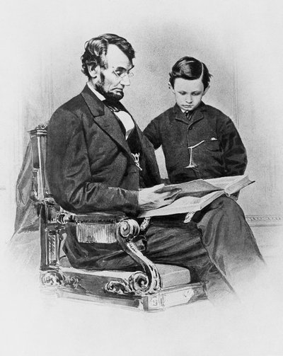 Amerikan yhdysvaltojen presidentti Abraham Lincoln (1809-1865) poikansa Thomas 