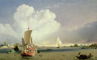 Hoogly-joella Garden Reachissa Kalkutan alapuolella, 1852. tekijältä C.J. Martin