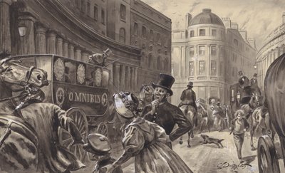 Hevosvetoinen omnibussi, Lontoo (guassi paperille) tekijältä C.L. Doughty