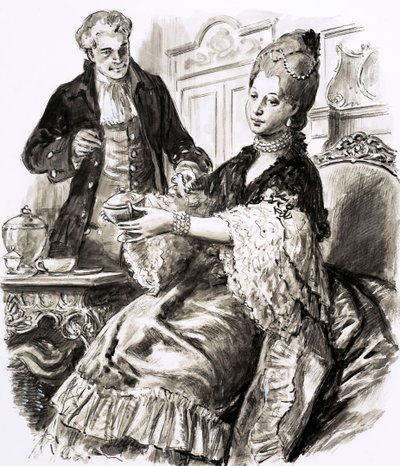Josiah Wedgwood ja kuningatar Charlotte (guassi paperille) tekijältä C.L. Doughty