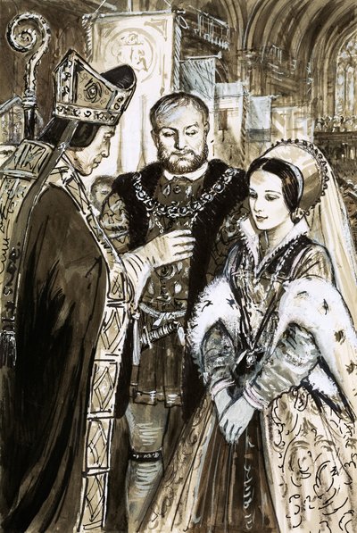 Henrik VIII:n ja Anne Boleynin avioliitto (guassi paperille) tekijältä C.L. Doughty