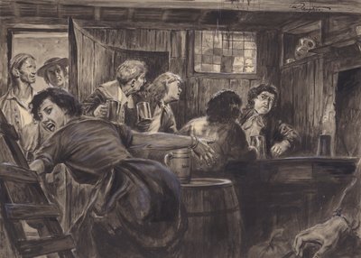 Tunnistamaton historiallinen kohtaus (guassi paperille) tekijältä C.L. Doughty