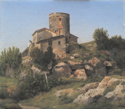 Rakennus lähellä Tor di Quintoa Rooman ulkopuolella tekijältä Christoffer Wilhelm Eckersberg