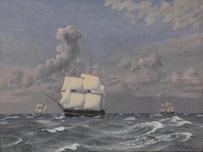 Fregatti ja jotkut muut risteilyalukset tekijältä Christoffer Wilhelm Eckersberg