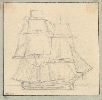 Brigi, jossa etupurje pääkattilassa. tekijältä Christoffer Wilhelm Eckersberg