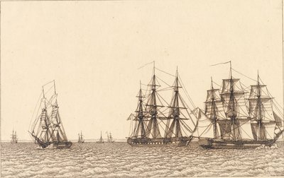 Brig purjehdus. Kuva "Lineaarinen perspektiivi", levy IXb tekijältä Christoffer Wilhelm Eckersberg