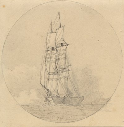 Prikki purjeen alla edestä katsottuna. tekijältä Christoffer Wilhelm Eckersberg