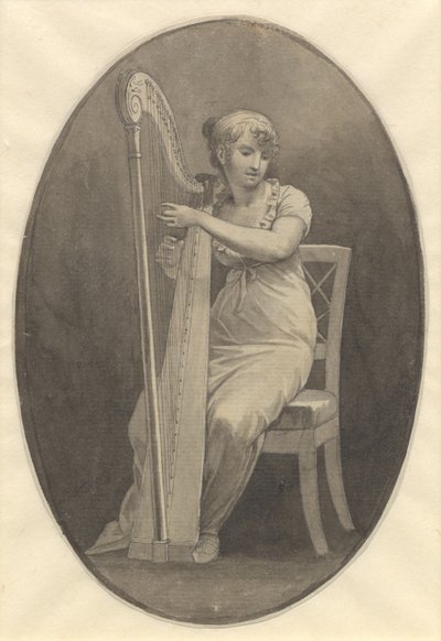 Harppua soittava nainen tekijältä Christoffer Wilhelm Eckersberg