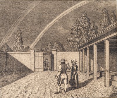 Kaksinkertainen sateenkaari. Kuva "Lineaarinen perspektiivi", levy V tekijältä Christoffer Wilhelm Eckersberg