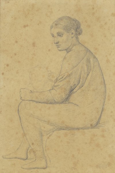 Una dona asseguda sobre els genolls de la qual es recolza un nen.finnès tekijältä Christoffer Wilhelm Eckersberg