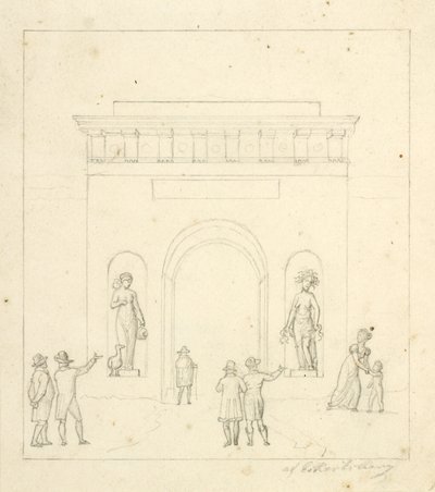 Etualalla voittokaari, paikkamerkkihahmot tekijältä Christoffer Wilhelm Eckersberg
