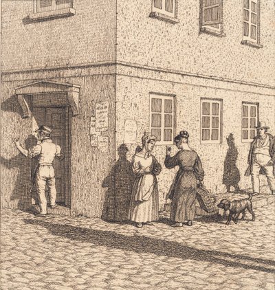 Kadun kulma. Kuva "Lineaarinen perspektiivi", levy VII tekijältä Christoffer Wilhelm Eckersberg