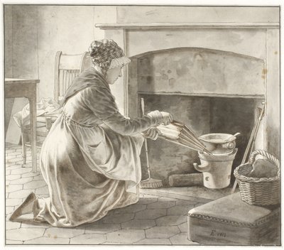 Ruokaa Valmistetaan. Eckersbergin emäntä Pariisissa (?) tekijältä Christoffer Wilhelm Eckersberg