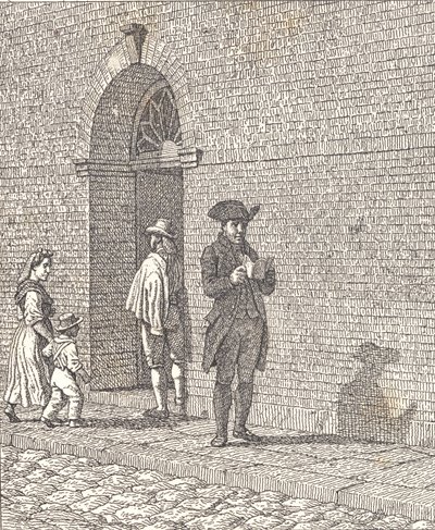 Kirkon oven edessä tekijältä Christoffer Wilhelm Eckersberg