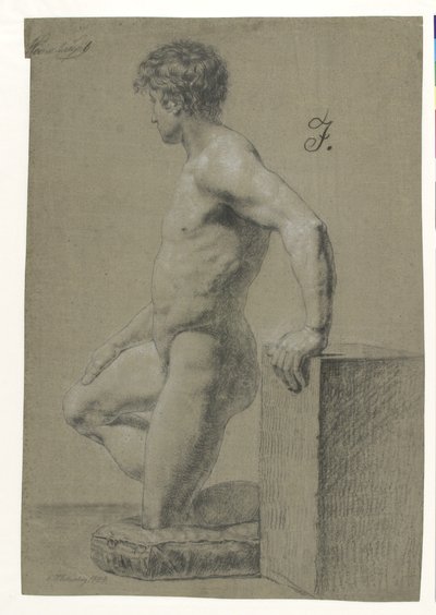 Miesten polvistuva mallifiguuri, profiili vasen tekijältä Christoffer Wilhelm Eckersberg