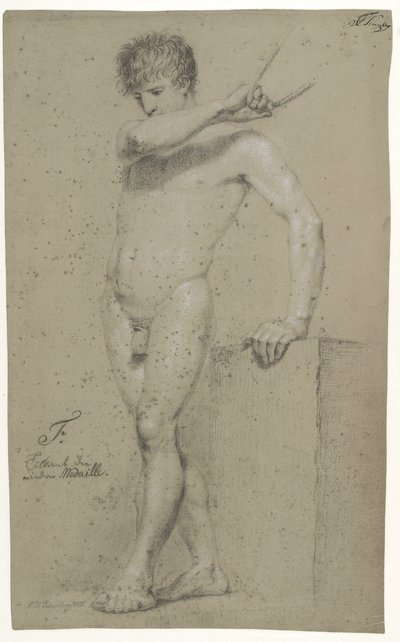 Model masculí de peu, perfil a finès esquerre tekijältä Christoffer Wilhelm Eckersberg