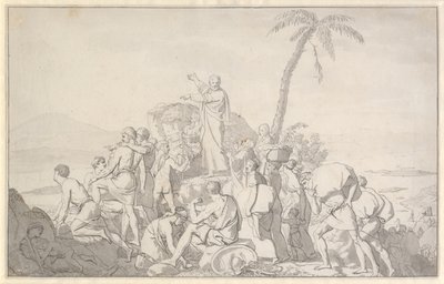 Mooses jakaa vedet ja faraon armeija nielaistyy tekijältä Christoffer Wilhelm Eckersberg