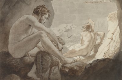 Odysseus pakenee Polyphemuksesta tekijältä Christoffer Wilhelm Eckersberg