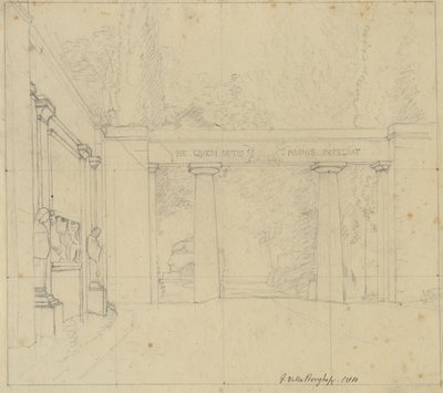 Osa Villa Borghesen puutarhaa Porta Ægizianan kanssa Roomassa. tekijältä Christoffer Wilhelm Eckersberg