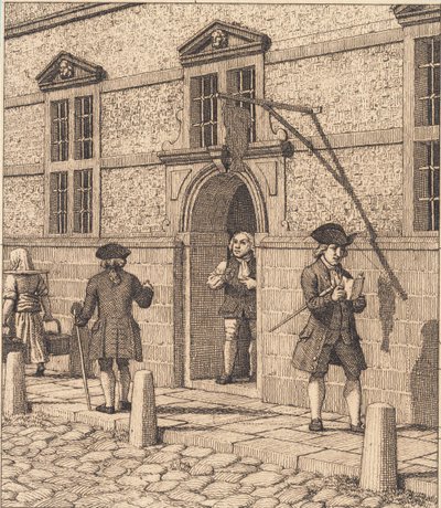Paljon pörssin portaalia. Kuva "Lineaarinen perspektiivi", levy VI tekijältä Christoffer Wilhelm Eckersberg