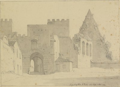 Porta S.Paolon ja Piramide di Caio Cestion näköala kaupungin puolelta katsottuna, Rooma. tekijältä Christoffer Wilhelm Eckersberg