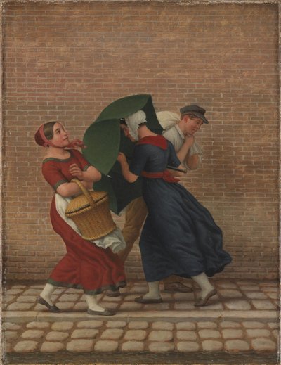 Katukuva tuulisella ja sateisella säällä tekijältä Christoffer Wilhelm Eckersberg