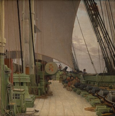 Corvette "Najaden" oikeanpuoleinen akku ja kansi tekijältä Christoffer Wilhelm Eckersberg