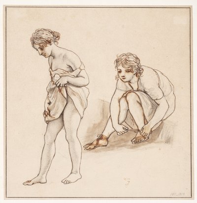 Kaksi tutkimusta puolialastomasta naisesta tekijältä Christoffer Wilhelm Eckersberg