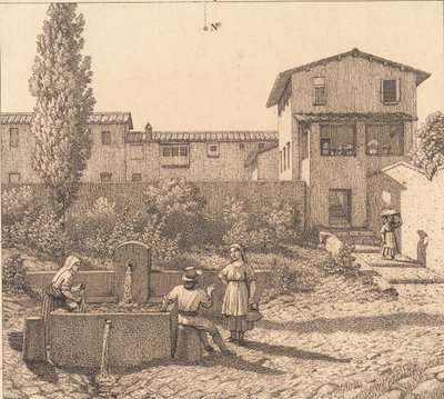 Näkymä italialaiseen kylään tekijältä Christoffer Wilhelm Eckersberg