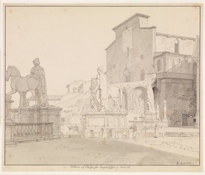 Näkymä Campidogliolle ja Santa Marialle Aracoelissa, Roomassa tekijältä Christoffer Wilhelm Eckersberg