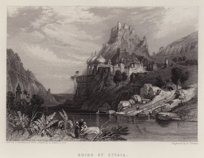 Ettaian rauniot (väri litho) tekijältä C. (after) Stanfield