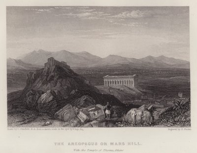 Areopagus tai Mars-kukkula, Ateenan Theseuksen temppeli (värilitho) tekijältä C. (after) Stanfield