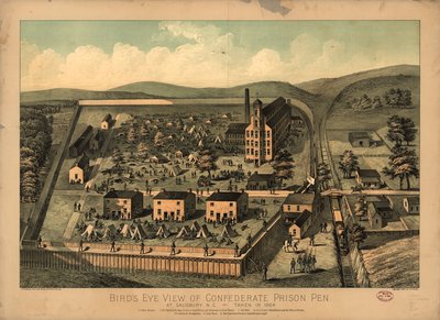 Lintuperspektiivistä konfederaation vankilan kynä Salisburyssa, N.C., otettu vuonna 1864 tekijältä C. A.; J.H. BuffordS Sons Lith Kraus