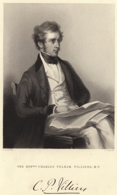 Kuningas Charles Pelham Villiers, M P (kaiverrus) tekijältä C. A. du Val and Co.