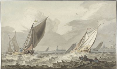 Zuiderzee Medemblikin kanssa edellä tekijältä C. Dietrich (prentmaker)