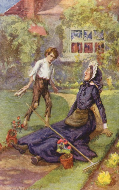 Charles Dickensin David Copperfield -teoksen kuvitus (värilitografia). tekijältä C. Dudley (after) Tennant