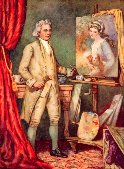 George Romney maalasi kuvan Lady Hamiltonista (värilitho) tekijältä C. Dudley Tennant