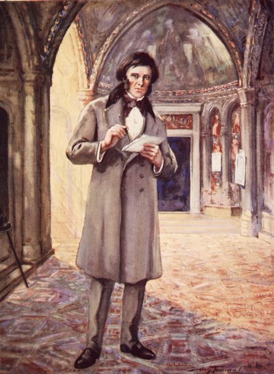 John Ruskin Venetsiassa (väri litho) tekijältä C. Dudley Tennant