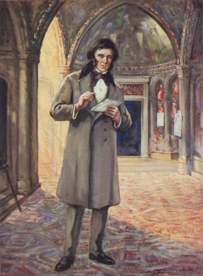John Ruskin Venetsiassa (väri litho) tekijältä C. Dudley Tennant