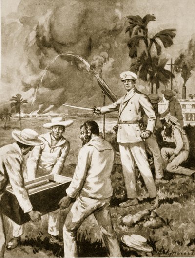 Rakettiyksikkö Atbarassa (litho) tekijältä C. Dudley Tennant