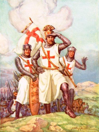 Leijonasydäminen kuningas Pyhässä maassa (väri litho) tekijältä C. Dudley Tennant