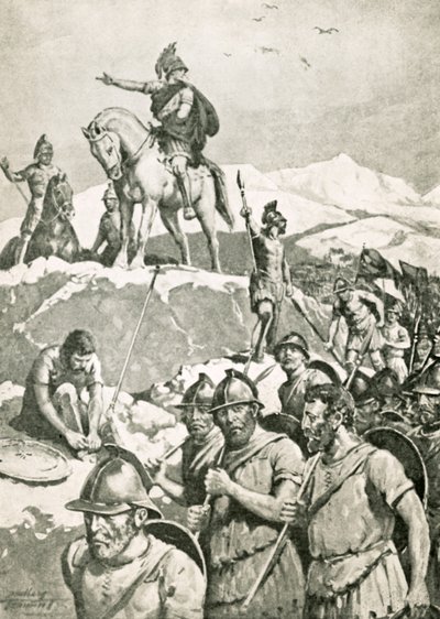 Mahtavan Aleksanterin (litho) pyyhkäisy eteenpäin tekijältä C. Dudley Tennant