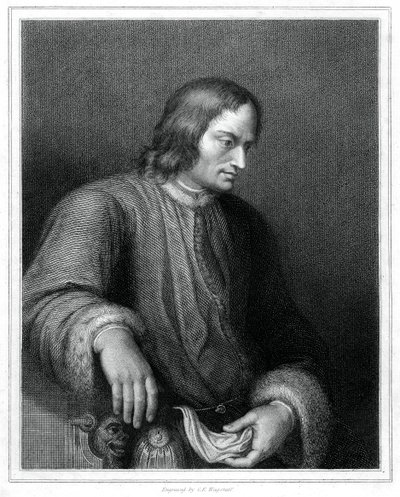 Lorenzo de Medici, italialainen valtiomies ja Firenzen tasavallan hallitsija, 1833. tekijältä C. E. Wagstaff