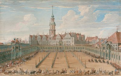 Naisten kehäkilpailujen paraati 6. kesäkuuta 1709 Dresdenissä 1710 tekijältä C. H. Fritzsche
