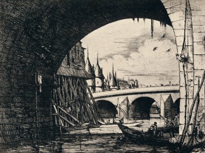 Pont Notre-Damen kaari, 1915 tekijältä C. H. Meryon