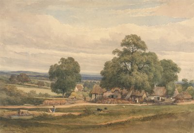 Emery Down lähellä Lyndhurstia, New Forest, Hants (akvarelli ja grafiitti paperille) tekijältä C. John Mayle Whichelo