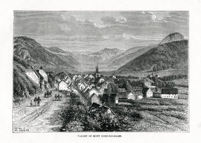 Mont-Dore-les-Bainsin laakso, Ranska, 1800-luku tekijältä C. Laplante