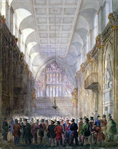 Guildhallin sisustus, Lontoon kaupunki, 1838. tekijältä C Matthews